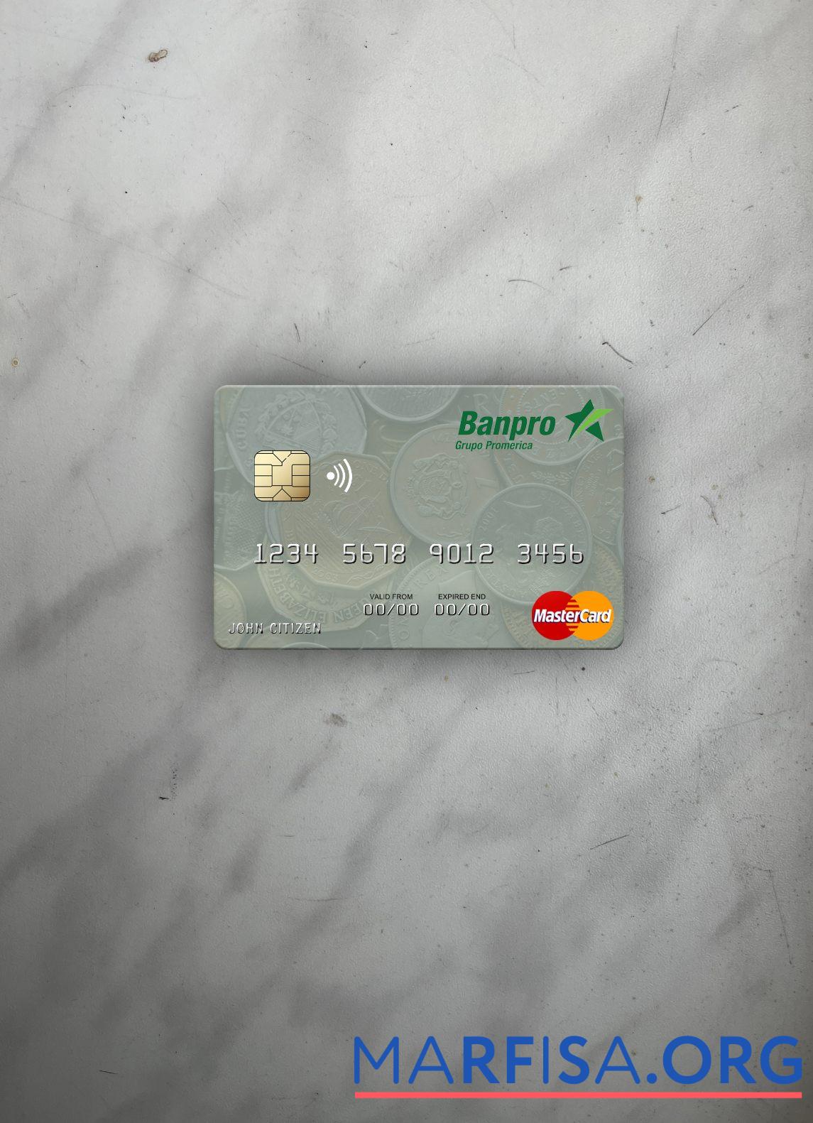 Blank Nicaragua Banco de la Producción mastercard photolook front sample